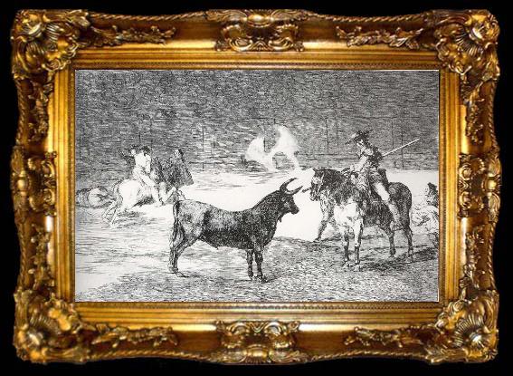 framed  Francisco Goya El celebre Fernando del Toro,barilarguero,obligando a la fiera con su garrocha, ta009-2